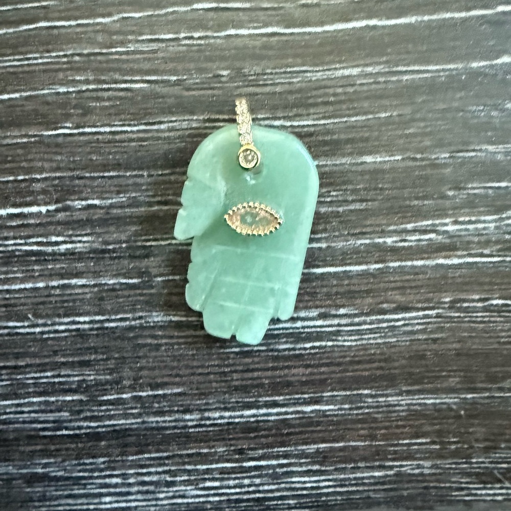 Natural Aventurine Hand Charm Pendant - Green/Stone Charm